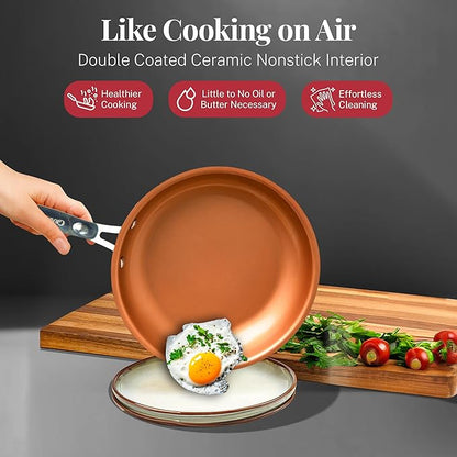 Gotham Steel 20 Pc Pots and Pans Set Nonstick Cookware + Bakeware Set, Complete Ceramic for Kitchen, Non Stick with Lids, Dishwasher / Oven Safe, Toxic - Red - Image 8