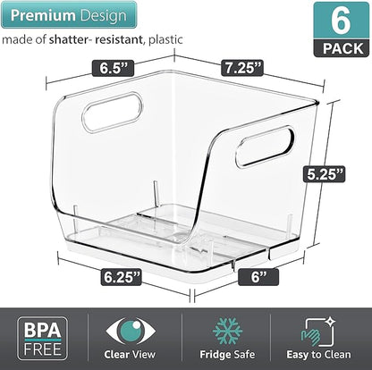 Sorbus Stackable Storage Bins Open Front, Clear Stackable Storage Bins, Pantry Bins for Storage and Organization, Acrylic Stackable Bins for Kitchen, Clear Pantry Organizer Bins (Small Square 6 Pack) - Image 3