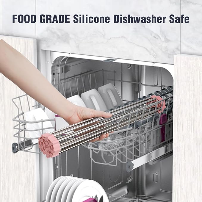 Tomorotec 17.7" x 12.5" Roll Up Dish Drying Rack Over Sink Drying Rack Sink Cover Kitchen Sink Accessories Gadget Multipurpose Organizer Foldable Stainless Steel Drainer - Image 6