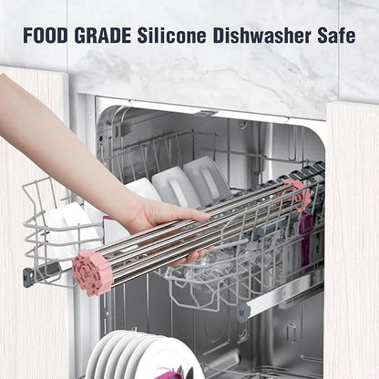 Tomorotec 17.7" x 12.5" Roll Up Dish Drying Rack Over Sink Drying Rack Sink Cover Kitchen Sink Accessories Gadget Multipurpose Organizer Foldable Stainless Steel Drainer - Image 6