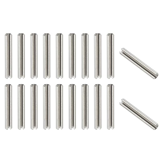 PATIKIL Slotted Spring Pin, 20 Pcs 3/16" x 1-3/8" (5.3mm x 35mm) 304 Stainless Steel Split Roll Pins Spring Dowel for Home Improvement Automotive Machine Repair, Silver