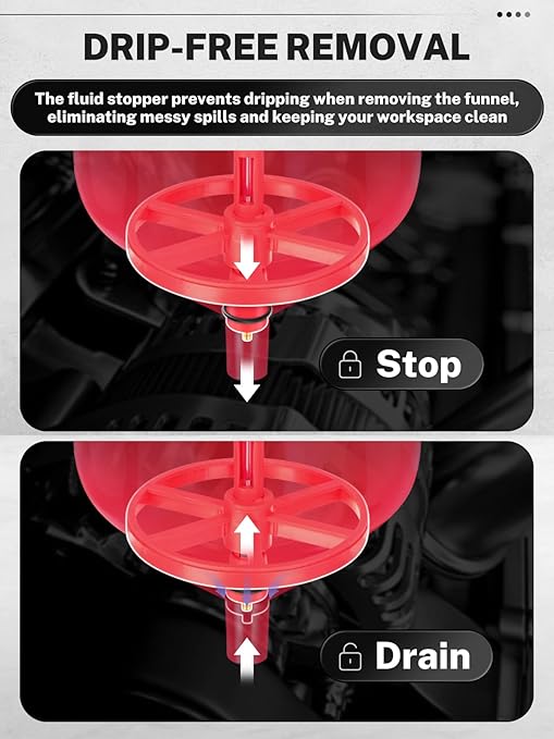 BILITOOLS No-Spill Coolant Funnel Kit - 12PCS Specialized Radiator Flush & Burping Funnel Kit with 5 Adapters, Compatible with GM & Ford, Leak-Proof & Air Bleeding Radiator Fill Funnel, Thickened Set