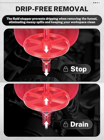 BILITOOLS No-Spill Coolant Funnel Kit - 12PCS Specialized Radiator Flush & Burping Funnel Kit with 5 Adapters, Compatible with GM & Ford, Leak-Proof & Air Bleeding Radiator Fill Funnel, Thickened Set
