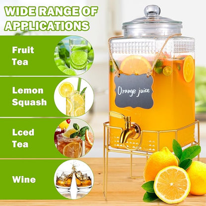 Drink Dispensers for Parties,1.5 Gallon Drink Dispenser,Beverage Dispenser with Stand,Glass Lid and Stainless Steel Spigot Leak-proof, Ideal for Lemonade,Juice, Tea, and Party Drinks - Image 5
