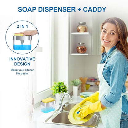 New 2026 Version Soap Dispenser with Added Features - Premium Quality Dish Soap Dispenser - Countertop Kitchen Soap Dispenser, Sink Dish Washing 13 Ounces (Sponge Included) - Image 2