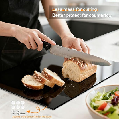 Black Cutting Boards for Kitchen, Large Acrylic Cutting Board with Counter Lip Countertop Protector, Non-Slip Tablas Para Picar Cocina, Kitchen Decor Apartment Essentials House Warming Gifts(24"x18") - Image 2