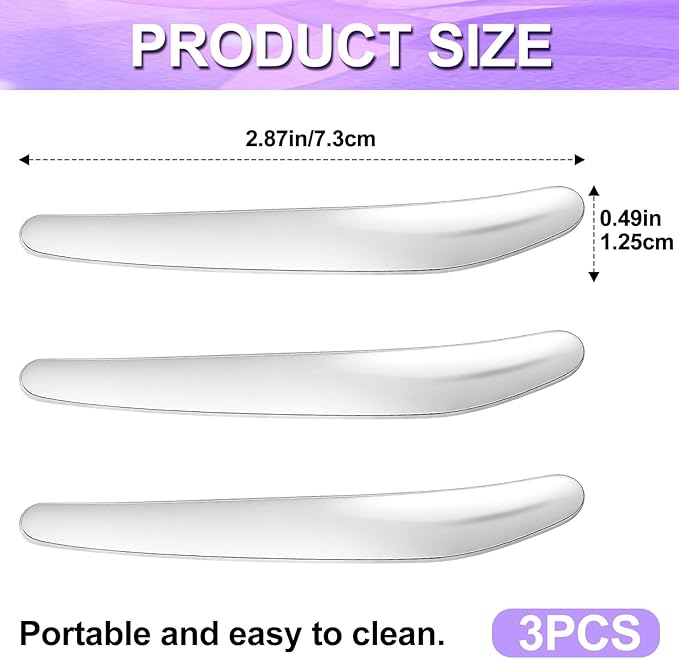 Pndeyo 3pcs Mini Stainless Steel Makeup Spatula, 2.87x0.49in Reusable Cosmetic Cream Spatulas Spoon, Silver Skincare Scoop Applicator Facial Massage Beauty Tools for Mixing and Sampling Face Eye Cream