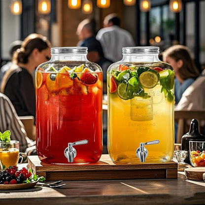 2 Gallon Glass Drink Dispenser with Stainless Steel Spigot,1 Pack Glass Beverage Dispenser Water Lemonade Dispensers for Parties - Image 6