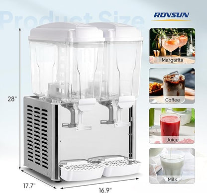 ROVSUN 9.6 Gallon/36L Commercial Beverage Dispenser Drink Dispenser, 18L X 2 Tanks Commercial Juice Dispenser Stainless Steel with Thermostat Controller for Home Restaurant Bar Party 110V/60HZ - Image 7