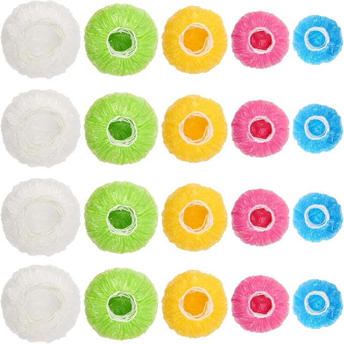 130Pcs Reusable Elastic Food Bowl Storage Covers, Sublaga Bowl Covers, Variety of 5 Translucent Stretchable Sizes and Colorful Dish Plate Covers, Alternative to foil, Plastic Wrap, BPA Free by Sublaga