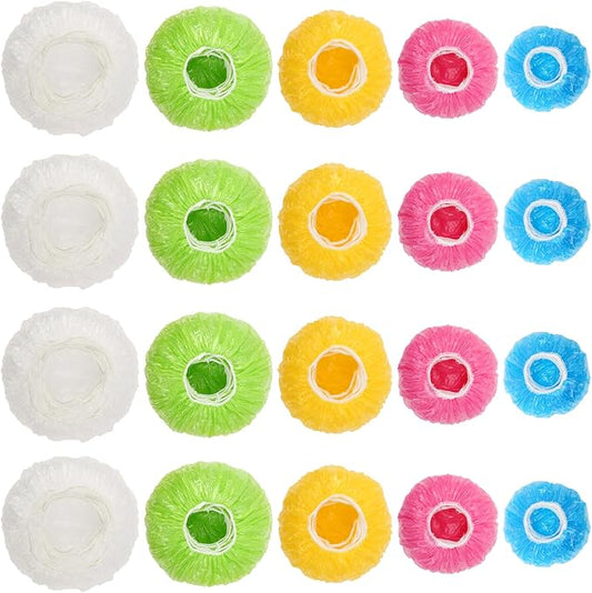 130Pcs Reusable Elastic Food Bowl Storage Covers, Sublaga Bowl Covers, Variety of 5 Translucent Stretchable Sizes and Colorful Dish Plate Covers, Alternative to foil, Plastic Wrap, BPA Free by Sublaga