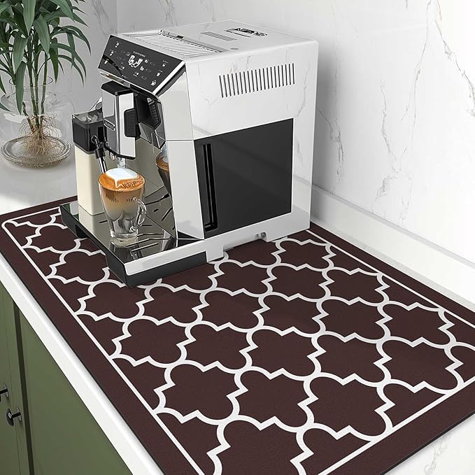 WISELIFE Dish Drying Mat Super Absorbent Drying Mat Large Dish Drying Mats for Kitchen Counter Easy Clean Dish Mat Kitchen Drying Mat16"x 24" Stylish Chocolate - Image 2