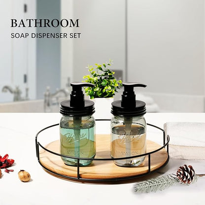 Amolliar Plastic Mason Jar Soap Dispenser with Pump Lid,16OZ Refillable Hand Soap Dispenser Set with Cute Lables, Farmhouse Decor for Kitchen Bathroom, Liquid Soap, Dish Soap (2 Pack, Black) - Image 4