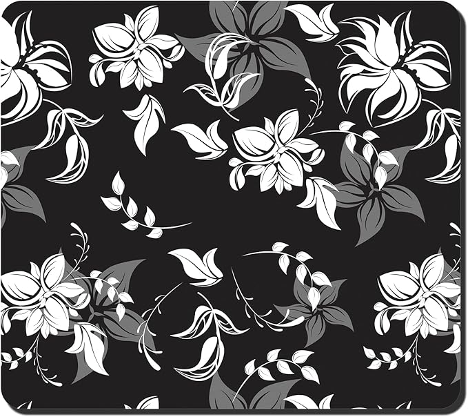Rnivvi Dish Drying Mat for Kitchen Counter, 16 x 18" Cute Flower Theme Absorbent Heat Resistant Drying Pad with Non-slip Rubber, Coffee Bar Mats for Dish Rack Kitchen Accessories, Black White by Rnivvi
