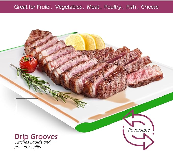 Large Cutting Board for Kitchen - Dishwasher Safe Plastic Chopping Board with Non-Slip Grip, Deep Juice Groove & Easy-Grip Handles - Thick Durable Cutting Board for Meat, Vegetables & Meal Prep - Image 5