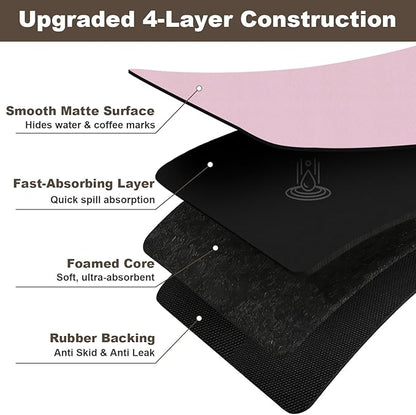 Coffee Mat,Absorbent Dish Drying Mat for Kitchen Counter,Coffee Bar Mat,Non-Slip Rubber Backed,Hide Stains & Quick Dry,for Espresso Machine,Coffee Station,Cups & Sink,12" x 20"(Pink)