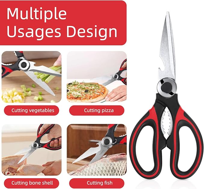 Kitchen Scissor For General Use 2-Packs,Heavy Duty Kitchen Raptor Meat Shears,Dishwasher Safe Cooking Scissors,Stainless Steel Multi-function Scissors For Food,Chicken,Poultry,Fish,Herbs - Image 5