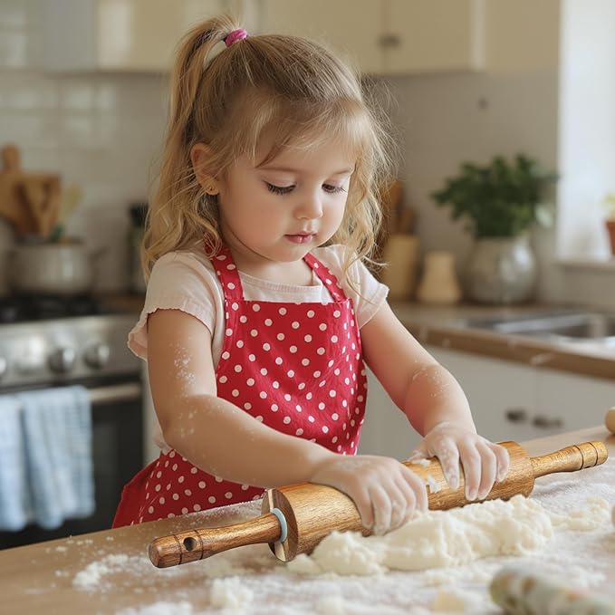 KARRYOUNG Acacia Wood Rolling Pin for Baking, Kitchen Dough Roller With Handles, Rodillo Para Masa, Rolling Pin for Dough, Pizza,Bread, Fondant & Tortilla - Image 4