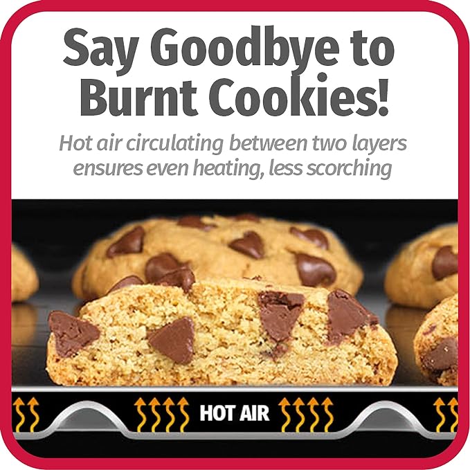 GoodCook AirPerfect Non-Stick Air Insulated 16” x 14” Cookie Sheet - Carbon Steel Cooking Pans, No Burn Insulation Bakeware, Cookie Sheets for Baking, Oven Pan Set - Image 2
