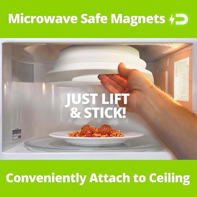 HOVER COVER Magnetic Microwave Splatter Cover with High Power, Strongest Magnetic Grip, Collapsible 12-Inch BPA-Free Food Lid, Vented Plate Guard, Dishwasher Safe, Space-Saving Storage - White - Image 4