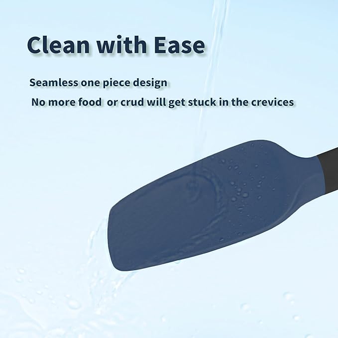Coukre Silicone Spatula Set of 5,High Temperature Resistant, Food Grade Silicone, Dishwasher Safe, for Baking, Cooking (Dark Blue Black) - Image 4
