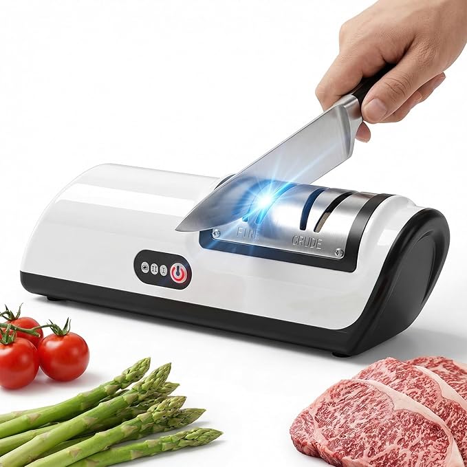 Professional Kitchen Knife Sharpener, Cordless Electric 2-Stage Precision System (Fine & Ultra-Fine), USB Rechargeable Tool-Grade Design for Kitchen Knives & Scissors, Quiet, Safe to Use by Unknown