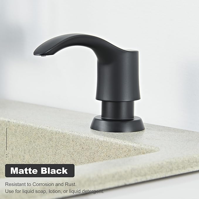 GAGALIFE Kitchen Sink Soap Dispenser - Sink Soap Dispenser Pump with 40" Silicone Extension Tube Kit (Matte Black), Say Goodbye to Frequent Refills G080-1B