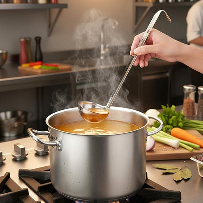 10PCS Stainless Steel Soup Ladle, 2 Oz Serving Ladles with 10" Long Handle for Portion Serving Cooking Stirring Portioning, Kitchen Restaurant Large Ladle Portion Control Spoons