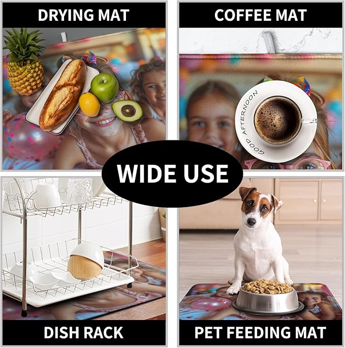 Customized Microfiber Fabric Dish Drying Mat for Kitchen Counter 16x18 Inch,Custom Any Photo or Text Drying Mat Personalized Dish Drainer Mat Super Absorbent Dish Rack Pad for Coffee Bar Sinks - Image 7