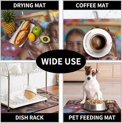 Customized Microfiber Fabric Dish Drying Mat for Kitchen Counter 16x18 Inch,Custom Any Photo or Text Drying Mat Personalized Dish Drainer Mat Super Absorbent Dish Rack Pad for Coffee Bar Sinks - Image 7