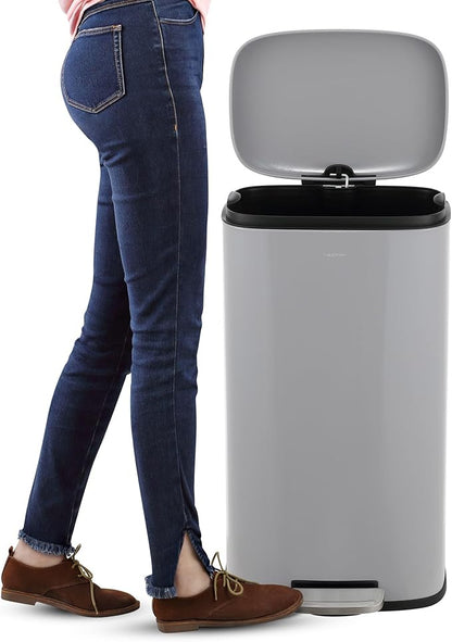 happimess HPM1006I Connor Rectangular 13-Gallon Trash Can with Soft-Close Lid and Free Mini Trash Can, Fingerprint Resistant, Modern, Minimalistic for Home, Kitchen, Office, Bathroom, Fog Gray - Image 6