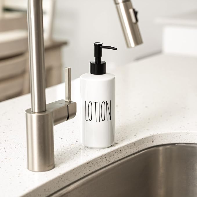 Heartland Home Porcelain 16oz Lotion Dispenser - Kitchen, Bathroom or Bedroom Lotion Pump Bottle - Image 9