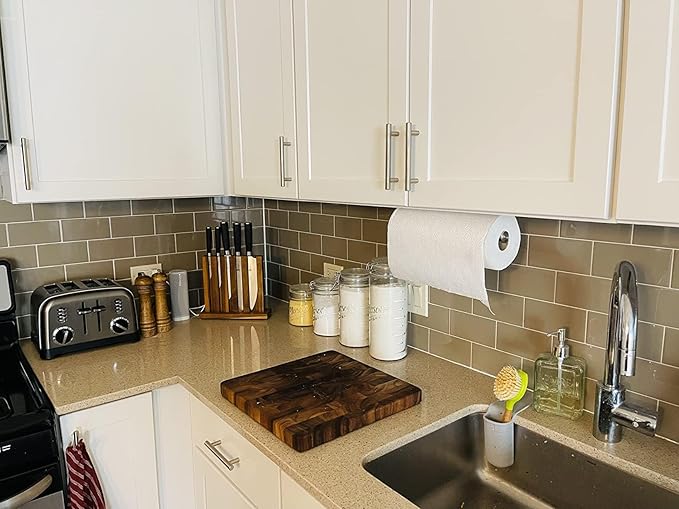 2nd Gen Paper Towel Holder Under Cabinet No Drilling, [More Sturdy] Self Adhesive or Drilling Paper Towel Holder Wall Mount for Kitchen, RV, [Fit Mega Paper Towel Roll] SUS304 Stainless Steel - Image 2