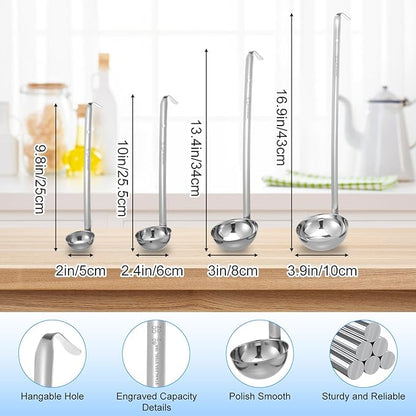 8pcs Stainless Steel Soup Ladle for Serving with Long Handles Sturdy Soup Ladle Portion Control Serving Spoons Cooking Servings Ladles for Cooking Stirring Sauce Kitchen Home Accessories Restaurant - Image 2