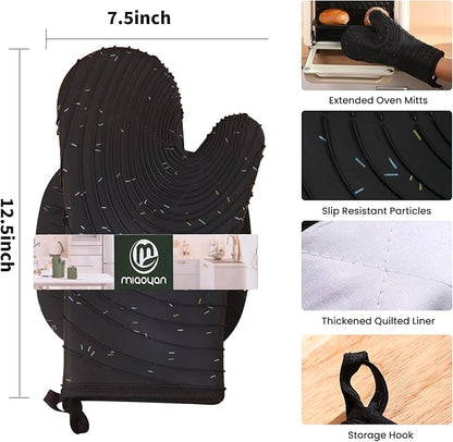 4 Pieces Oven and Pot Holders Mitts of Macaron Color Thickened Non-Slip Silicone Kitchen Gloves, Heat Resistant up to 500F, Essential for Kitchen Baking(makal-HEI) - Image 2