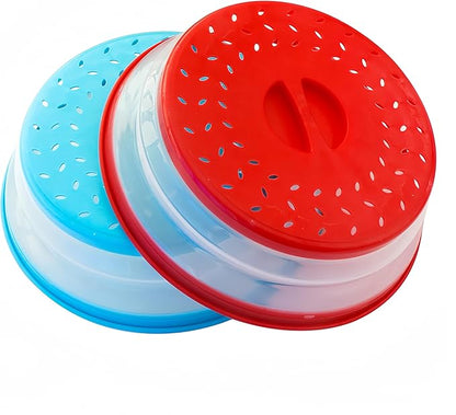 Pack of 2 Collapsible Microwave Food Cover, Splatter Guard,Vented Microwave Lid for Food,10.5inch, BPA free TPR, Dishwasher safe by RUNZI