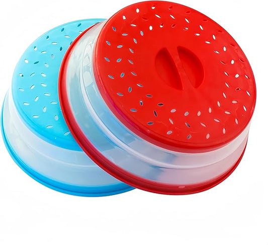 Pack of 2 Collapsible Microwave Food Cover, Splatter Guard,Vented Microwave Lid for Food,10.5inch, BPA free TPR, Dishwasher safe by RUNZI