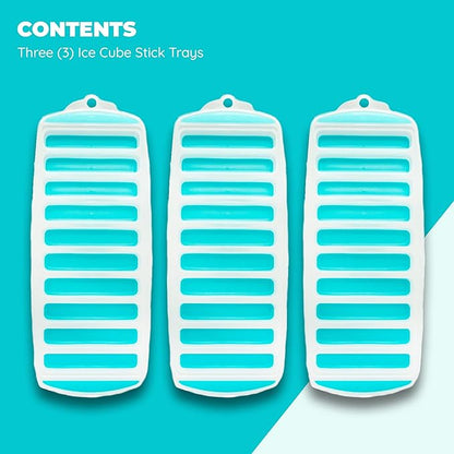 Jacent Resusable Silicone and Plastic Water Bottle Ice Cube Stick Tray, Easy Push & Pop Ice Cubes for Water Sports Bottle: 3 Pack