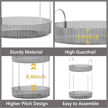 Asayuee 360 Rotating Makeup Organizer for Vanity,Bathroom Countertop Organizer,Spinning Perfume Organizer&Vanity Organizer(Grey-2 Tier) - Image 4