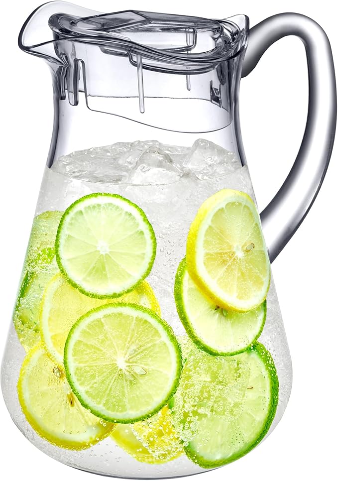 Amazing Abby - Droply - Plastic Pitcher (64 oz, 2 Quart), Clear Water Pitcher with Lid, Fridge Jug, BPA-Free, Shatter-Proof, Great for Iced Tea, Sangria, Lemonade, Juice, Milk, and More by AmazingAbby
