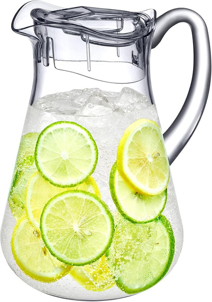Amazing Abby - Droply - Plastic Pitcher (64 oz, 2 Quart), Clear Water Pitcher with Lid, Fridge Jug, BPA-Free, Shatter-Proof, Great for Iced Tea, Sangria, Lemonade, Juice, Milk, and More by AmazingAbby