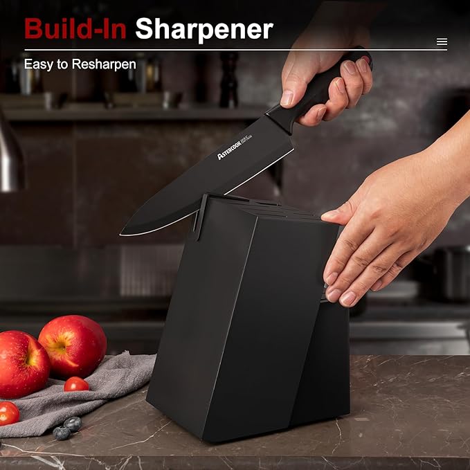 Knife Set, Astercook 15 Pieces Knife Sets for Kitchen with Block, Dishwasher Safe Kitchen Knife Set with Built in Sharpener Block, German Stainless Steel Knife Block Set, Mothers Day Gifts for Women - Image 5