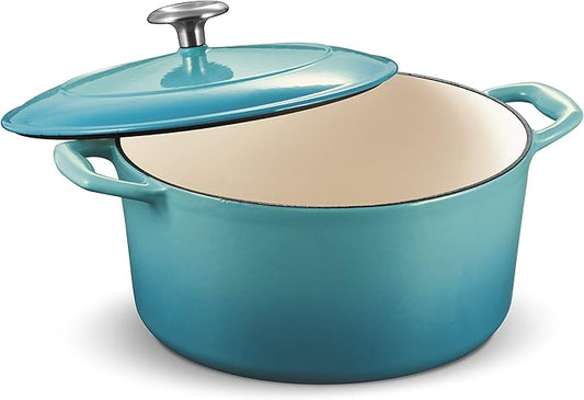 Tramontina Bestow Enameled Cast Iron Dutch Oven Pot with Lid, Round 5.5-quart, Medium Blue by Tramontina
