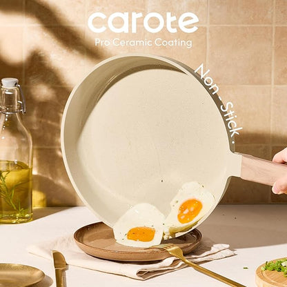CAROTE 14Pcs Pots and Pans Set Non stick, Ceramic Cookware Set, Non-toxic Kitchen Cooking Set, PFAS and PFOA Free - Image 3