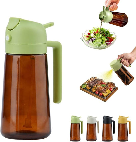 2 In 1 Oil Dispenser And Oil Sprayer, 16 Oz/470 Ml Oil Dispenser For Kitchen Spray, With Fine Mist Nozzle, Suitable For Cooking, Air Fryer, Salad, Grilling (green-2)