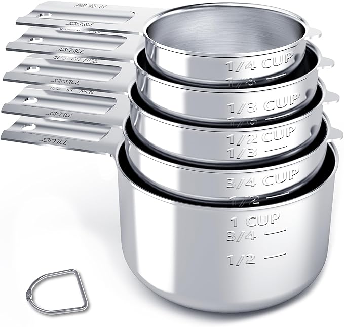 TILUCK Stainless Steel Measuring Cups Set,Kitchen Gadgets for Cooking & Baking,Set of 5 by TILUCKBringsGoodLuck