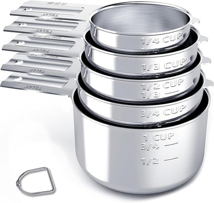 TILUCK Stainless Steel Measuring Cups Set,Kitchen Gadgets for Cooking & Baking,Set of 5 by TILUCKBringsGoodLuck