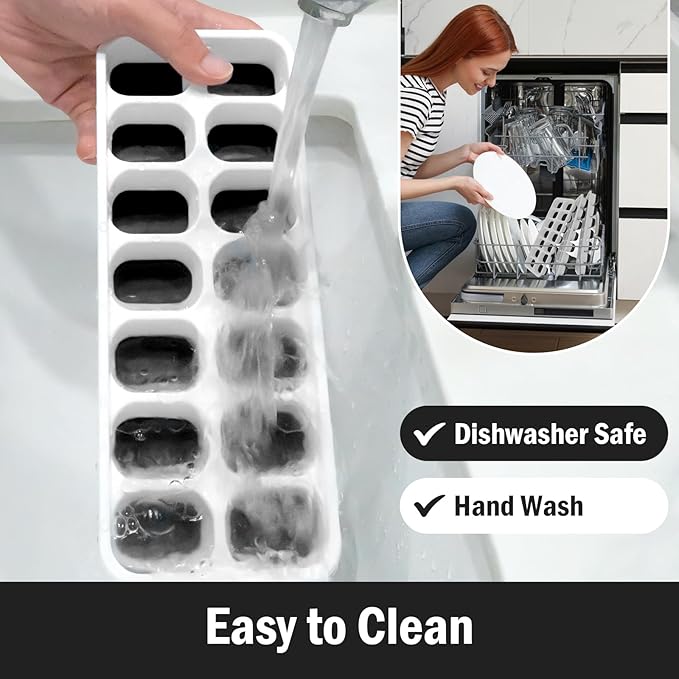 DclobTop Ice Cube Trays for Freezer - 3 Pack 42 Ice Cubes, Easy to Release Plastic Silicone Trays with Spill-Resistant Lids, Reusable Stackable Tray for Cocktails, Drinks and Coffee, BPA-Free,Black - Image 6