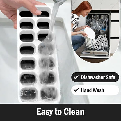DclobTop Ice Cube Trays for Freezer - 3 Pack 42 Ice Cubes, Easy to Release Plastic Silicone Trays with Spill-Resistant Lids, Reusable Stackable Tray for Cocktails, Drinks and Coffee, BPA-Free,Black - Image 6