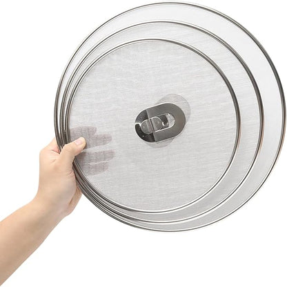 3 Pack Silver Stainless Steel Splatter Screens (9.8", 11.4", 13"), Grease Splatter Guard Ultra-Fine Mesh, Foldable Knob for Cooking/Chefs/Home Cooks - Image 3